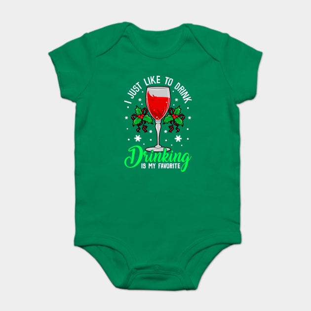 Funny Xmas Wine Drinking Christmas Gift Baby Bodysuit by creative
